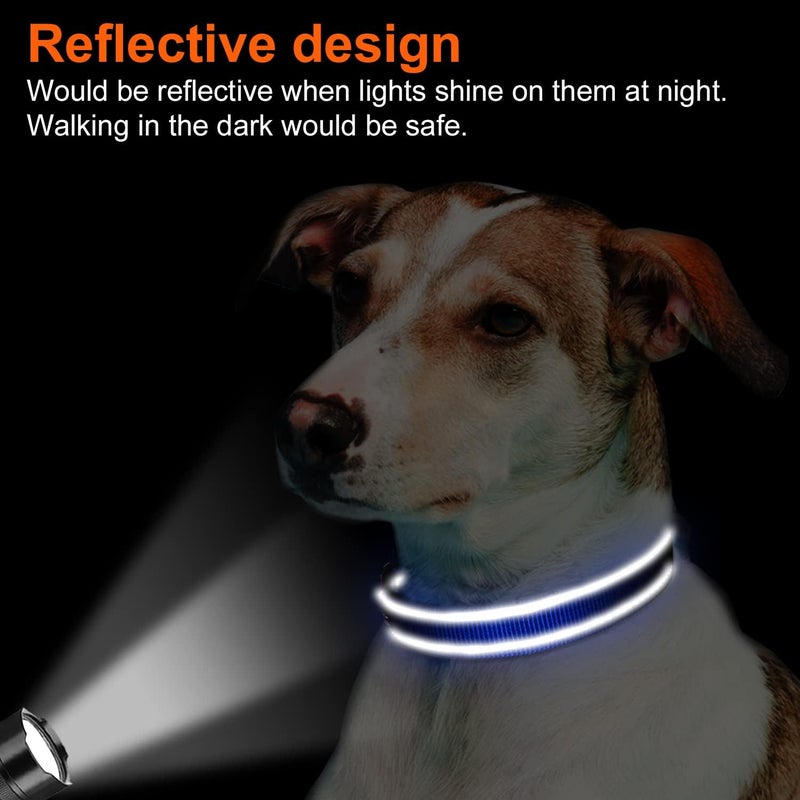 Joytale Reflective Dog Collar, Soft Neoprene Padded, Metal D-Ring, Nylon Pet Collar Adjustable for Large Dogs, Navy Blue, L - Image 5